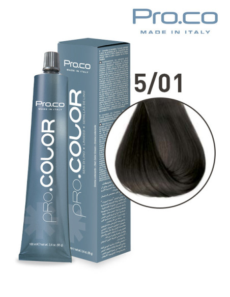 Vopsea de par profesionala PRO.COLOR 100 ml - Pro.Co - 5/01 CASTANIU DESCHIS CENUSIU