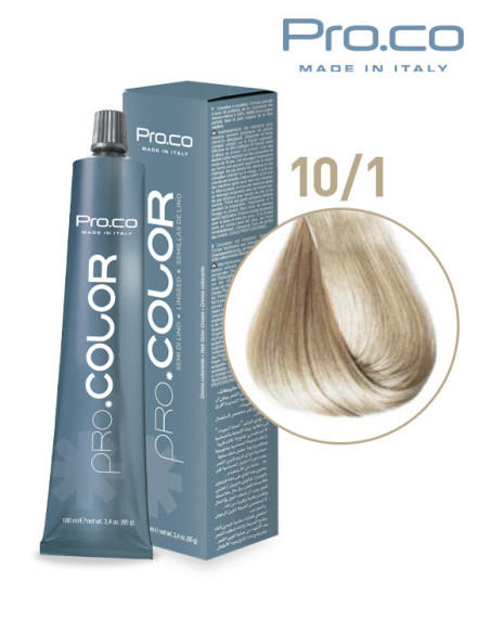 Vopsea de par profesionala PRO.COLOR 100 ml - Pro.Co - 10/1 BLOND EXTRA DESCHIS CENUSIU