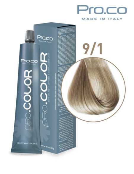 Vopsea de par profesionala PRO.COLOR 100 ml - Pro.Co - 9/1 BLOND SUPER DESCHIS CENUSIU Vopsea de par profesionala PRO.COLOR 100 ml - Pro.Co - 9/1 BLOND SUPER DESCHIS CENUSIU