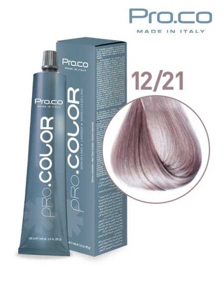 Vopsea de par profesionala PRO.COLOR 100 ml - Pro.Co - 12/21 BLOND PLATINAT IRISE CENUSIU