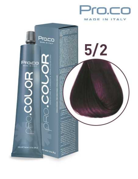 Vopsea de par profesionala PRO.COLOR 100 ml - Pro.Co - 5/2 CASTANIU DESCHIS VIOLET Vopsea de par profesionala PRO.COLOR 100 ml - Pro.Co - 5/2 CASTANIU DESCHIS VIOLET