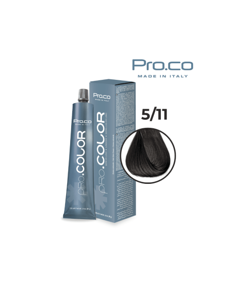 Vopsea de par profesionala PRO.COLOR 100 ml - Pro.Co - 5/11 CASTANIU DESCHIS CENUSIU INTENS Vopsea de par profesionala PRO.COLOR 100 ml - Pro.Co - 5/11 CASTANIU DESCHIS CENUSIU INTENS