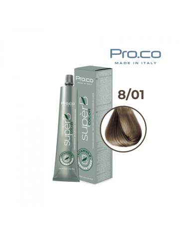 Vopsea de par profesionala fara amoniac SUPERB.COLOR 100 ml - Pro.Co - 8/01  BLOND DESCHIS CENUSIU