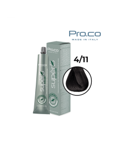 Vopsea de par profesionala fara amoniac SUPERB.COLOR 100 ml - Pro.Co - 4/11 CASTANIU NATURAL CENUSIU INTENSE
