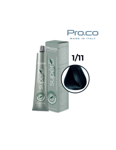 Vopsea de par profesionala fara amoniac SUPERB.COLOR 100 ml - Pro.Co - 1/11 NEGRU ALBASTRUI