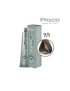 Vopsea de par profesionala fara amoniac SUPERB.COLOR 100 ml - Pro.Co - 7/1 BLOND CENUSIU