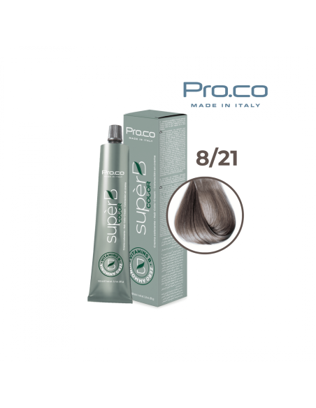 Vopsea de par profesionala fara amoniac SUPERB.COLOR 100 ml - Pro.Co - 8/21 BLOND DESCHIS IRISE CENUSIU Vopsea de par profesionala fara amoniac SUPERB.COLOR 100 ml - Pro.Co - 8/21 BLOND DESCHIS IRISE CENUSIU