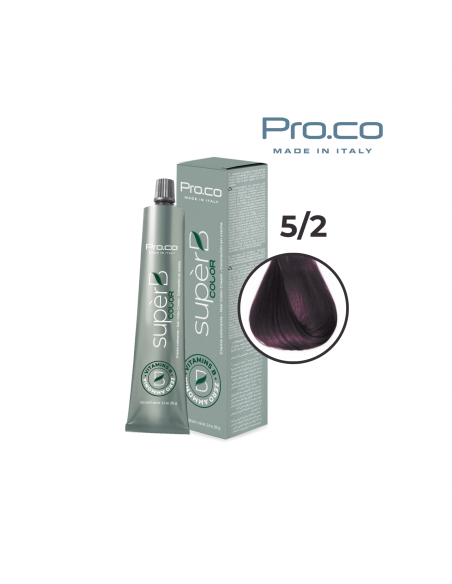 Vopsea de par profesionala fara amoniac SUPERB.COLOR 100 ml - Pro.Co - 5/2 CASTANIU DESCHIS VIOLET Vopsea de par profesionala fara amoniac SUPERB.COLOR 100 ml - Pro.Co - 5/2 CASTANIU DESCHIS VIOLET