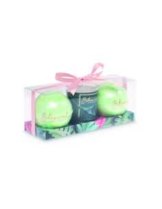 Set cadou femei Botanical Wellness - GREEN - RELAX SET (2 bile efervescente baie + lumanare parfumata) 2